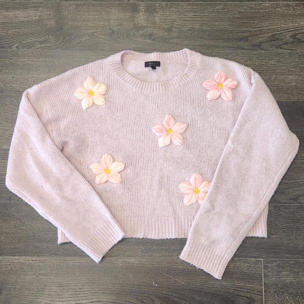 Honey Floral Embellished Lillac Sweater With 3D Flowers
